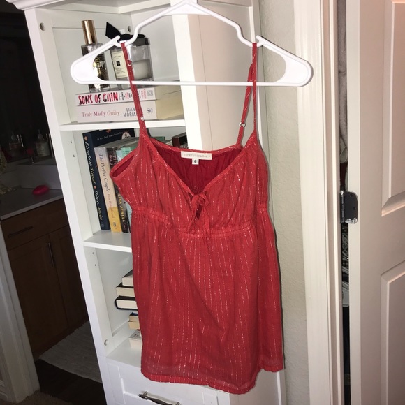 Corey Lynn Calter Tops - Red coral sparkle cami tie front